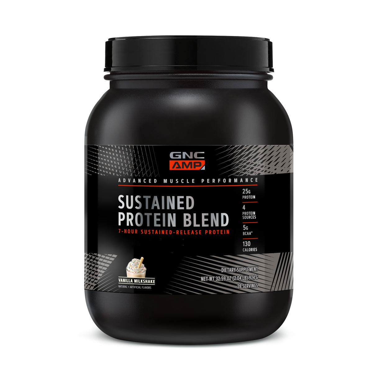 GNC AMP SUSTAINED PROTEIN VAINILLA MILKSHAKE, 28 SERVIDAS