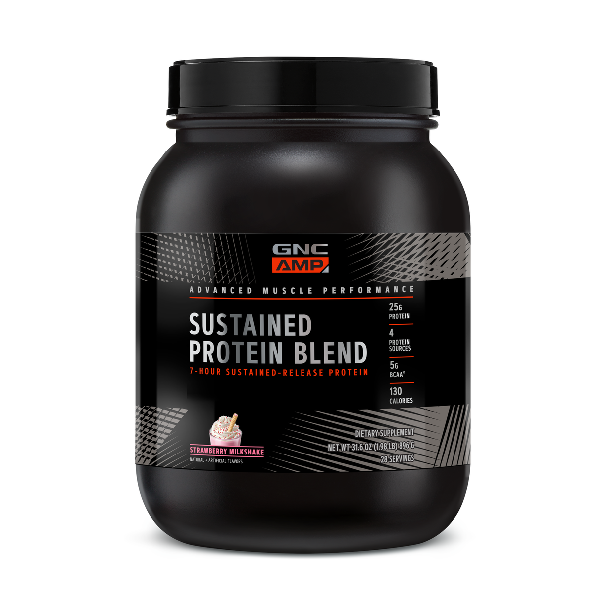 GNC AMP SUSTAINED PROTEIN FRUTILLA MILKSHAKE, 28 SERVIDAS