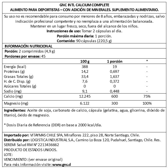 GNC CALCIO COMPLETO, 90 CAPSULAS