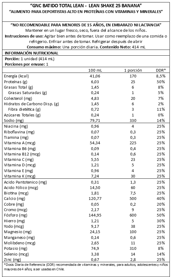 GNC LEAN SHAKE 25 RTD BANANA (414 ML)